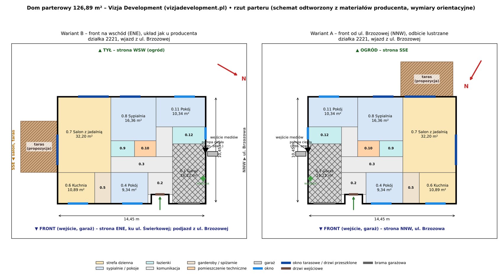 Rzut parteru Dom parterowy 126,89 m²