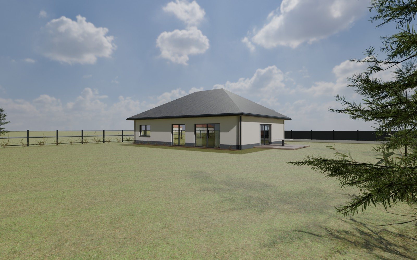 Dom parterowy 126,89 m², wariant C, rear