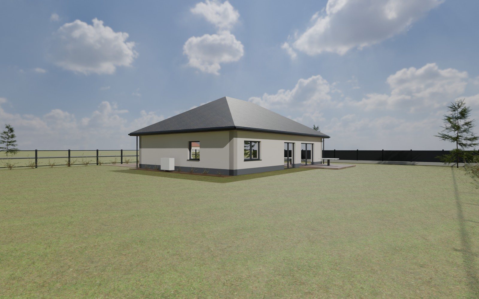 Dom parterowy 126,89 m², wariant D, rear