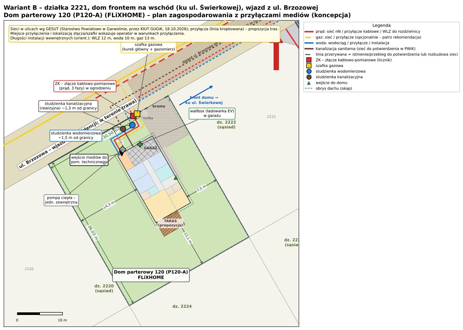 Plan zagospodarowania Dom parterowy 120 (P120-A) wariant B