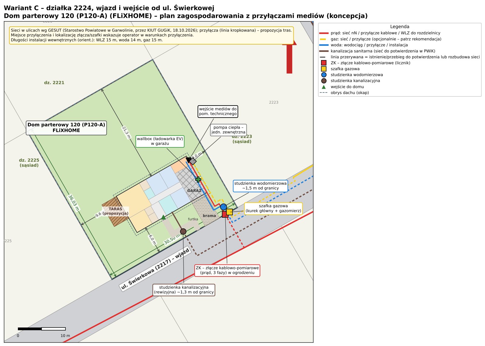 Plan zagospodarowania Dom parterowy 120 (P120-A) wariant C