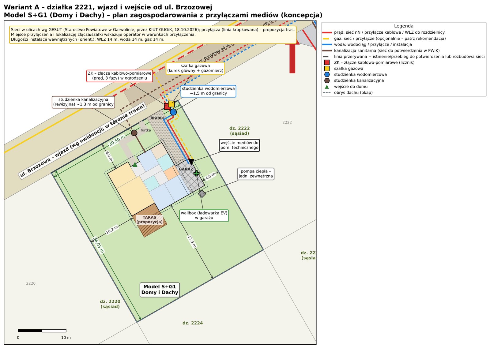 Plan zagospodarowania Model S+G1 wariant A