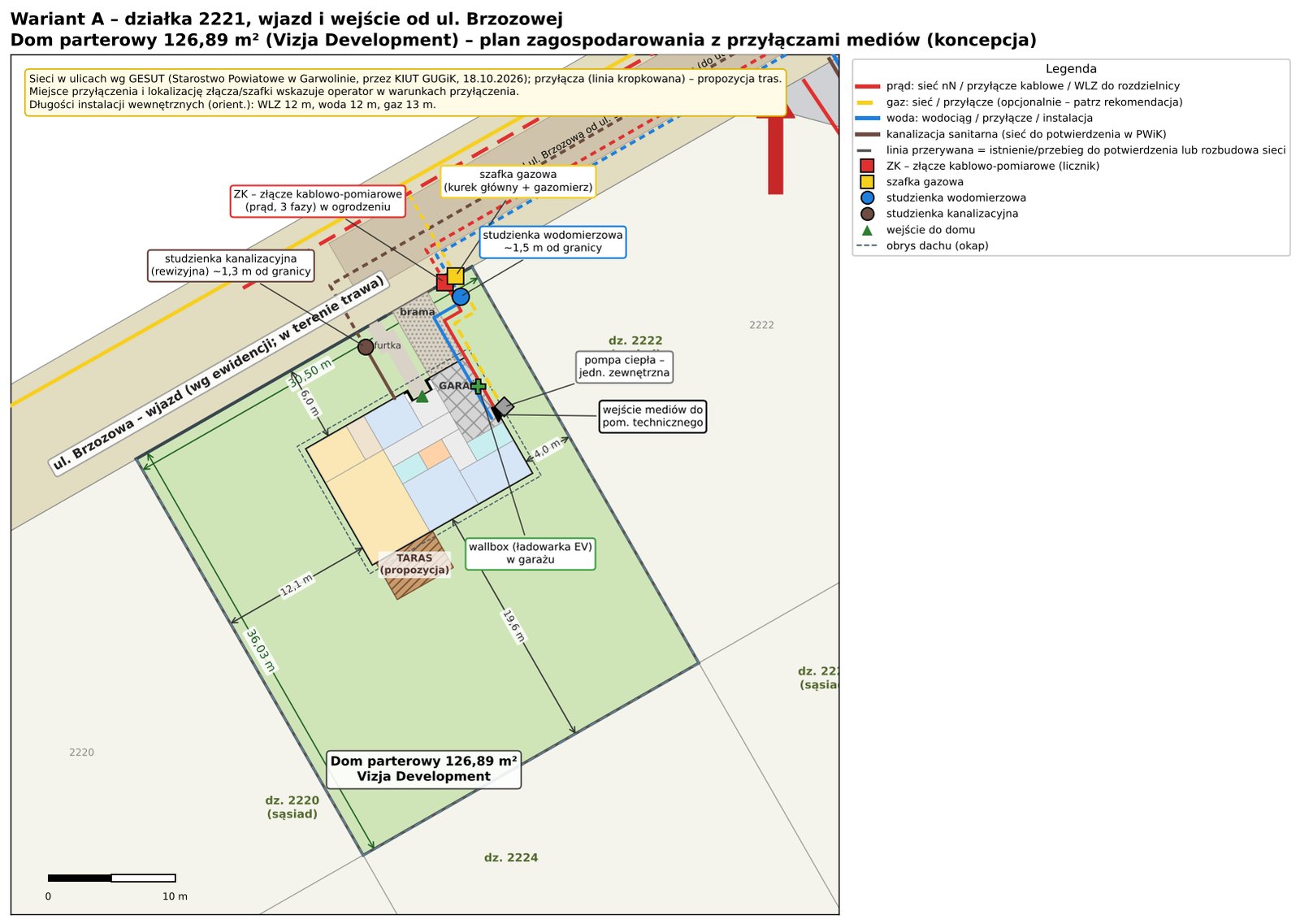 Plan zagospodarowania Dom parterowy 126,89 m² wariant A
